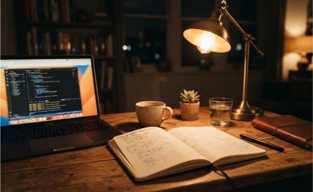 warm task lamp lighting for a cozy aesthetic desk setup