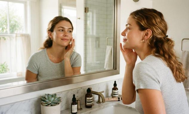 checking skin type before starting a beginner skincare routine