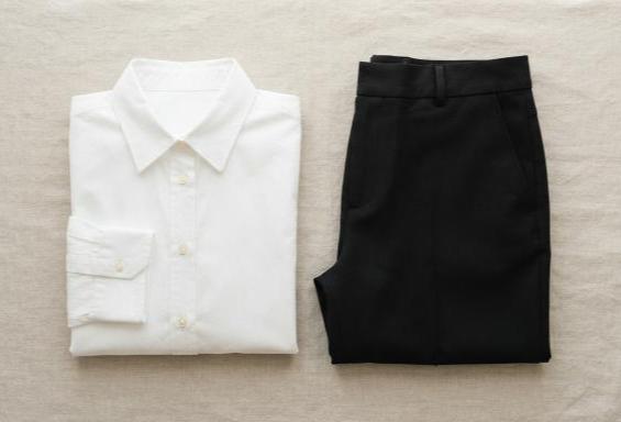 basic day to night outfit base with white shirt and black trousers