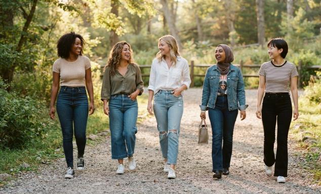 different body types wearing their perfect jeans fits