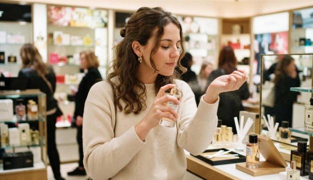 testing perfume on skin before choosing a signature scent