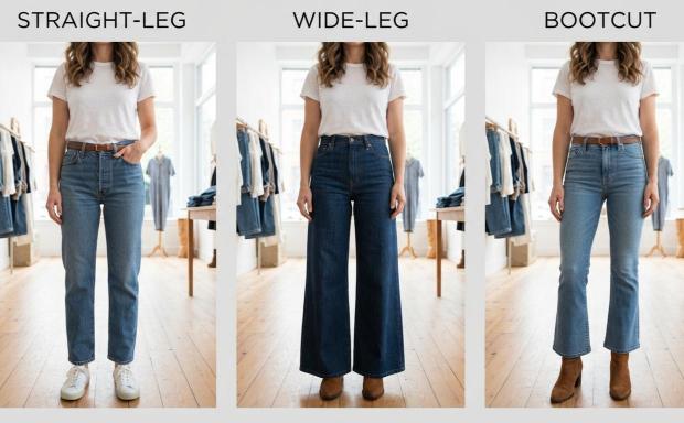 denim fits explained: straight-leg wide-leg and bootcut jeans