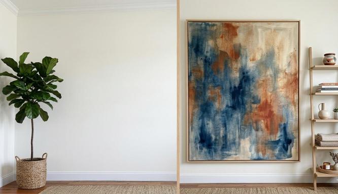 blank wall before and after easy DIY wall art